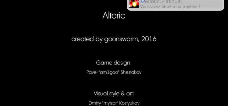 Trophée Platine n°123 : Alteric sur PS Vita